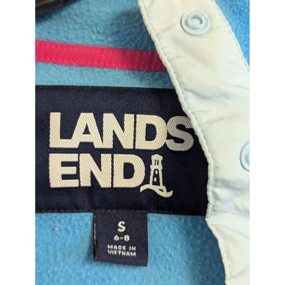 Lands End Womens Tie-Dye Fleece Pullover Small Blue White Soft Cozy Top - Picture 4 of 6